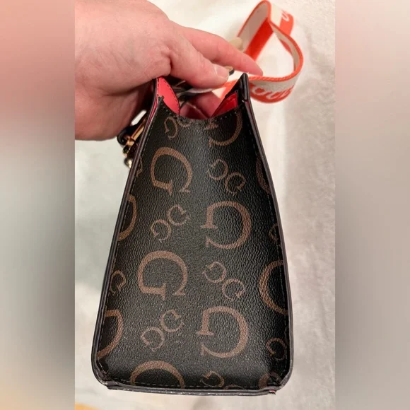 Guess Brown Monogram Mini Satchel Crossbody - Picture 9 of 15